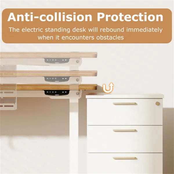 Walnut Desktop White Frame 55" Electric Standing Desk With Dual Motors, 3 Memory Settings Sit-Stand Desk For Home Office